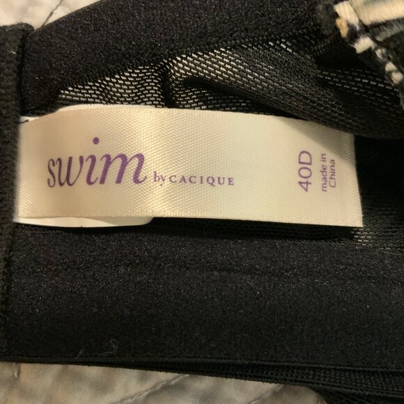 Swim by Cacique Black Tribal Zebra Print Underwire Bikini Top 40D New - Picture 9 of 11